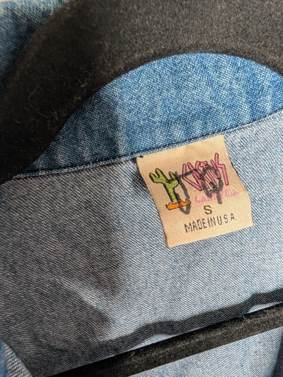 Vintage Kokopelli Embroidered Denim Jacket Made in USA Boho Southwest Small - Picture 2 of 6